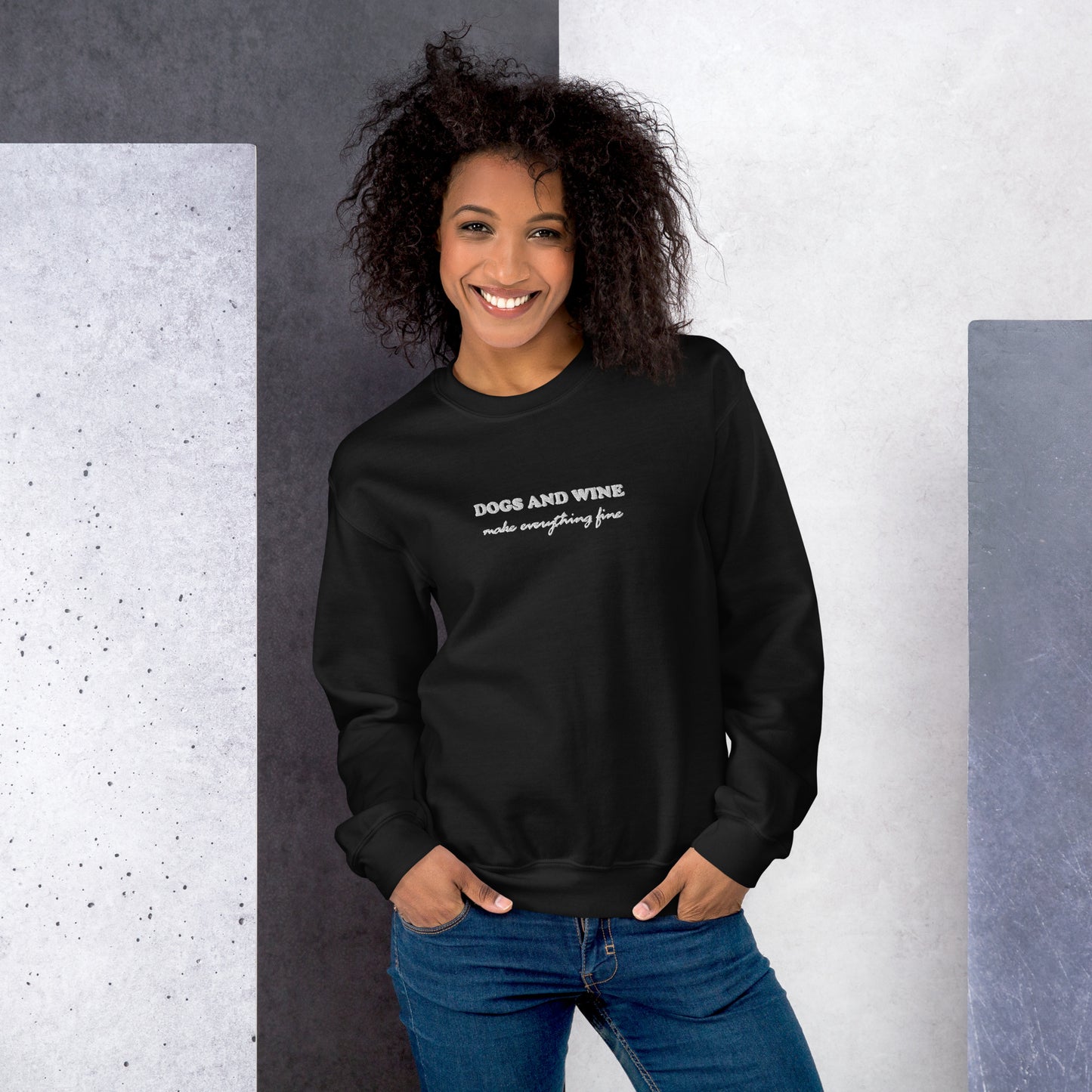 DOGS AND WINE - bestickter Sweater