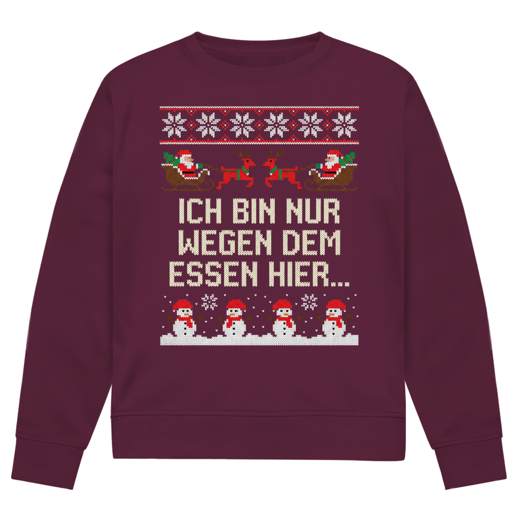 Ich bin nur wegen dem Essen hier! - Premium Ugly Sweater